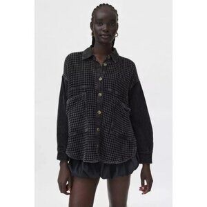 BDG Bryson Waffle Shirt Jacket Buttondown Urban Outfitters Black
